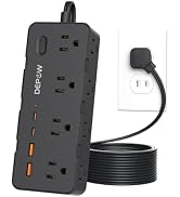 DEPOW Black 2 Prong Power Strip, 2 to 3 Prong Outlet Adapter with 8 AC & 4 USB Ports (2 USB C), 5...