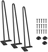 SMARTSTANDARD 16" Industrial Rustic Black Metal Hairpin Legs Set of 3, Mid Century Mordern Furnit...