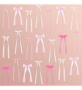 48Pcs Pink Bow Decor, Bow Wall Decor Ribbon Bows Decorations for Party Bridal Shower, Bachelorett...