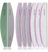 8 Pcs Nail Files and Buffers, 100/180/240 Nail File for Natural and Acrylic Nails, Nail File Buff...