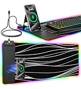 RGB Mouse Pad with Foldable Phone Stand & Wireless Charger, 31.5"x11.8" XL Gaming Mousepad Large ...