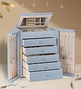 Dajasan Large Jewelry Organizer Box with Mirror, Jewelry Storage Organizer with 5 Drawers, 6-Tier...