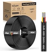 Nilight 30FT 14 Gauge 3 Conductor Electrical Wire Tinned Oxygen Free Copper Wire Red Black Yellow...