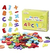 ZazzyKid Magnetic Letters & Numbers for Kids: 103 Foam Magnets for Early Education -Toddler Learn...