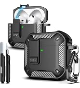 R-fun for AirPods 4 Case with Cleaning Kit,Carbon Fiber Elements Military Drop Proof Auto Pop up ...