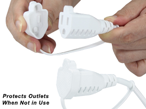 White Outdoor Extension Cord - SJTW 16AWG Weatherproof Grounded 3Prong Extension Cord