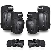 Banzk Adult Knee Pads Elbow Pads Wrist Guards for Adult Kids 6 in 1 Protective Gear Set for Skate...