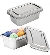 Angoily Ice Cream Containers, 2Pcs Stainless Steel 36 Oz Airtight Snack Container with Lids for H...