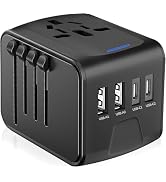 JMFONE Universal Travel Plug Adapter, 5 in 1 European Travel Plug Adapter 2xUSB-A and 2xUSB C Wal...