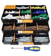 Haespot 3000-Piece Hardware Kit with Anchors, Tapping Screws, Deck Screws&Nails–DIY-Friendly,3-Ti...