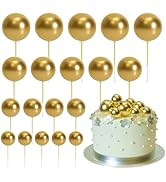 ASTARON 20 Pcs Ball Cake Topper Decorations Mini Balloons Cake Topper Sticks Gold Balls Cake Pick...
