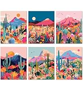 Bougimal 6 Pack Paint by Numbers Kit for Adults Beginners, 11" W x 14" L Colorful Desert Landscap...