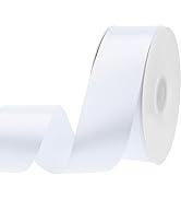 White Ribbon, 60 Yards 1-1/2 inch White Satin Ribbon for Gift Wrapping Flower Bouquet Bow Making ...