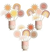 G1ngtar 30Pcs Boho Sun Party Centerpiece Sticks Table Toppers Hippie Rainbow Muted Sun Table Deco...