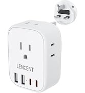 LENCENT US to UK Ireland Travel Plug Adapter, Grounded Type G Outlet Adaptor with 4 USB Charger(2...