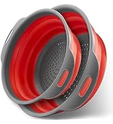 ANAEAT Collapsible Colanders and Strainers, Set of 2 Flexible Space-Saver Folding Strainer, Sizes...