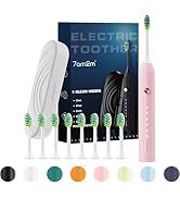 7AM2M Sonic Electric Toothbrush for Adults and Kids, with 8 Brush Heads and Travel Case,5 Modes w...