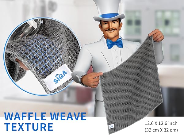 MR.SIGA Waffle Weave Texture , Enhances cleaning ability by providing extra scrubbing power.