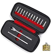 Prestacycle Pro Ratcheting T-Handle Tool Set, Heavy-Duty 60 Nm T-Handle Ratchet with 12-Piece 1/4...