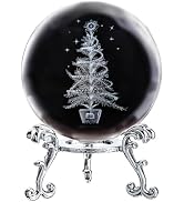 ZEERSHEE 3D Laser Engraved Christmas Tree Paperweights Crystal Ball with Stand 3D Glass Christmas...