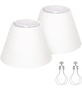 Small Lamp Shades Set of 2, 5.5" Top x 10" Bottom x 6.6" High, Small White Lamp Shades for Table ...
