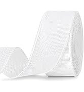 Christmas White Burlap Wired Ribbon, 1-1/2 Inch x 10 Yard, Natural Solid Wired Edge Ribbon for Ch...