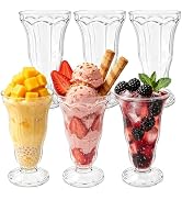 Cheardia 6 Pack Plastic Milkshake Glasses, 13.5 oz Old Fashioned Soda Glass Footed Ice Cream Cups...