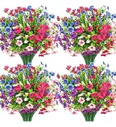 Besteek 20 Bundles Artificial Flowers for Outdoors Decoration Fake Silk Flowers UV Resistant Faux...