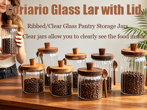 glass coffee canister with scoop