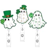 St Patrick's Day Badge Reel - Cosmisun 3 Pcs Ghost Shamrock Badge Reels Retractable Lucky Holiday...