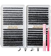 RITALASH Lash Extension Kit 40D+50D+60D+80D DIY Lash Clusters Kit 640pcs Cluster Lashes Individua...