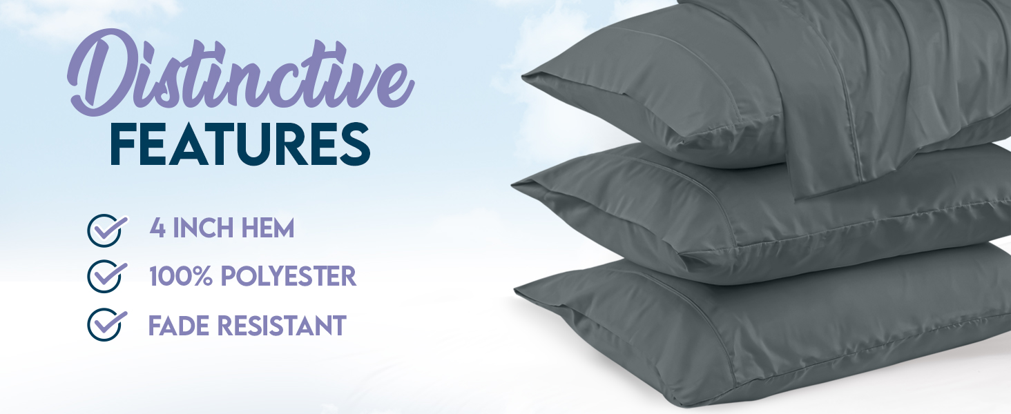Pillowcase 4 Pack Grey, utopia pillow cases microfiber pillowcase queen pillowcase king pillow cases