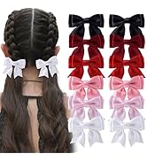 12Pcs Hair Bows Clips for Women Silky Satin Cute Bow Clips for Girls Short Tail Ribbon Alligator ...