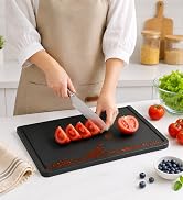 Fotouzy Thick TPU Cutting Boards Set for Kitchen 4 Pcs, Plastic Cutting Board Tray with Flexible ...