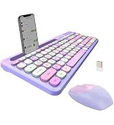 FOPETT 2.4GHz Wireless Keyboard and Mouse Set with Phone Holder - Compact Full-Size Keyboard - Co...