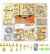 KURUI 303Pcs Picture Hanging Kit, Picture Hangers Assorted Kit With Heavy Duty Wall Hooks, Sawtoo...