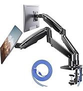 HUANUO Dual Monitor Stand for 13?–40?, Premium Dual Monitor Mount with USB, Height Adjustable Mon...