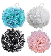 4 Pieces Shower Loofahs Bath Sponges 60g/pcs Mesh Puffs Body Scrub Luffas Bath Scrunchies for Sho...