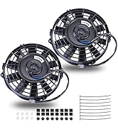 FGJQEFG 7 Inch Black Universal Slim Fan Push Pull Electric Radiator 12V 80W High Performance Cool...
