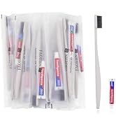 Disposable Toothbrushes with Toothpaste Pack of 60,Straw Apricot Toothbrush in bulk with 10g Toot...