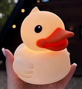 QuackLite - Cute Duck Night Light - Soft Silicone Duck Shape Ambiance Light, USB Rech...