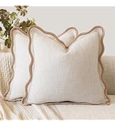 Foindtower Pack of 2 Decorative Scalloped Textured Throw Pillow Covers Accent Boho Cushion Cover ...