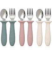 VITEVER 6 Pieces Toddler Utensils, Kids Silverware Set with Silicone Handle, Children Safe Spoons...