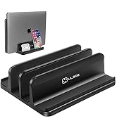 ULBRE Vertical Laptop Stand for Desk 4 Slots Heavy Duty, Double Adjustable Stands Tablet Holder M...