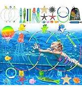 Gushu 22Pcs Pool Toys for Kids Ages 4-8 8-12, Summer Swimming Dive Toys Set with Diving Swim Thru...