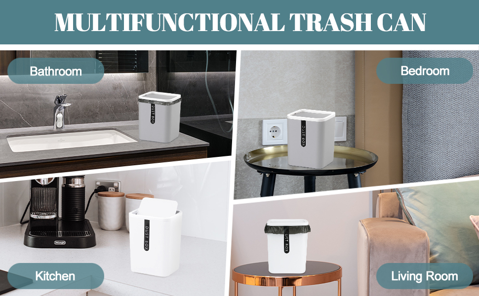 Mini Trash Can with Lid Plastic Mini Wastebasket Tiny Desktop Waste Garbage Bin for Kitchen Bathroom