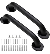 Rackickyer Shower Grab Bar, 2 Pack 12 Inch Black Bathroom Grab Bar, 1.25" Diameter 304 Stainless ...
