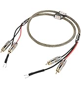 RUHTXOW Phono Cable with Ground – 5N OFC RCA Cables for Turntable, Warm Balanced Vinyl Sound, Mul...
