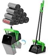 FUSBUNTY Pooper Scooper Swivel Bin & Rake with 200 Waste Bags 19.7" x 17.7" Dog Waste Scooper wit...