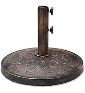 Helios&Hestia 31 lb Round Plastic Built-in Cement Outdoor Umbrella Base, Heavy Duty Concrete Stan...